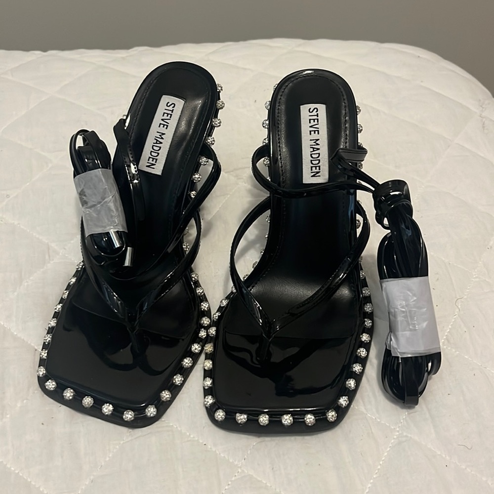 steve madden fancille black patent heels